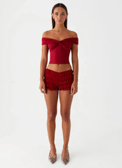 Top Trixie Twist con hombros descubiertos - Granate