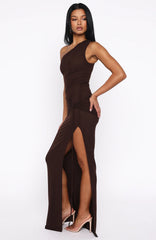 Mi vestido largo Cure color chocolate