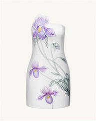 Slipper Orchid Appliqu�� Mini Dress - White
