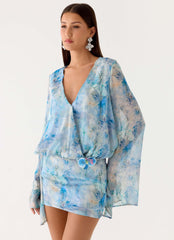 Minivestido Vanish Into You - Paisley aguamarina