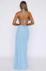 Vestido Longo Frente Única Dance With Me Azul Claro