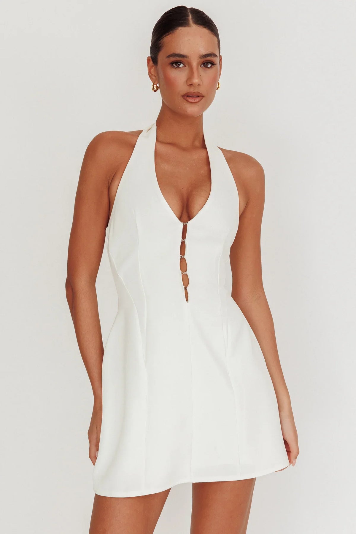 Minivestido Elisabet Gola Halter Off White
