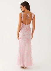 Vestido longo de gola alta Moorey - Rosa