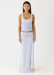 Falda Maxi Romana - Azul Brumoso