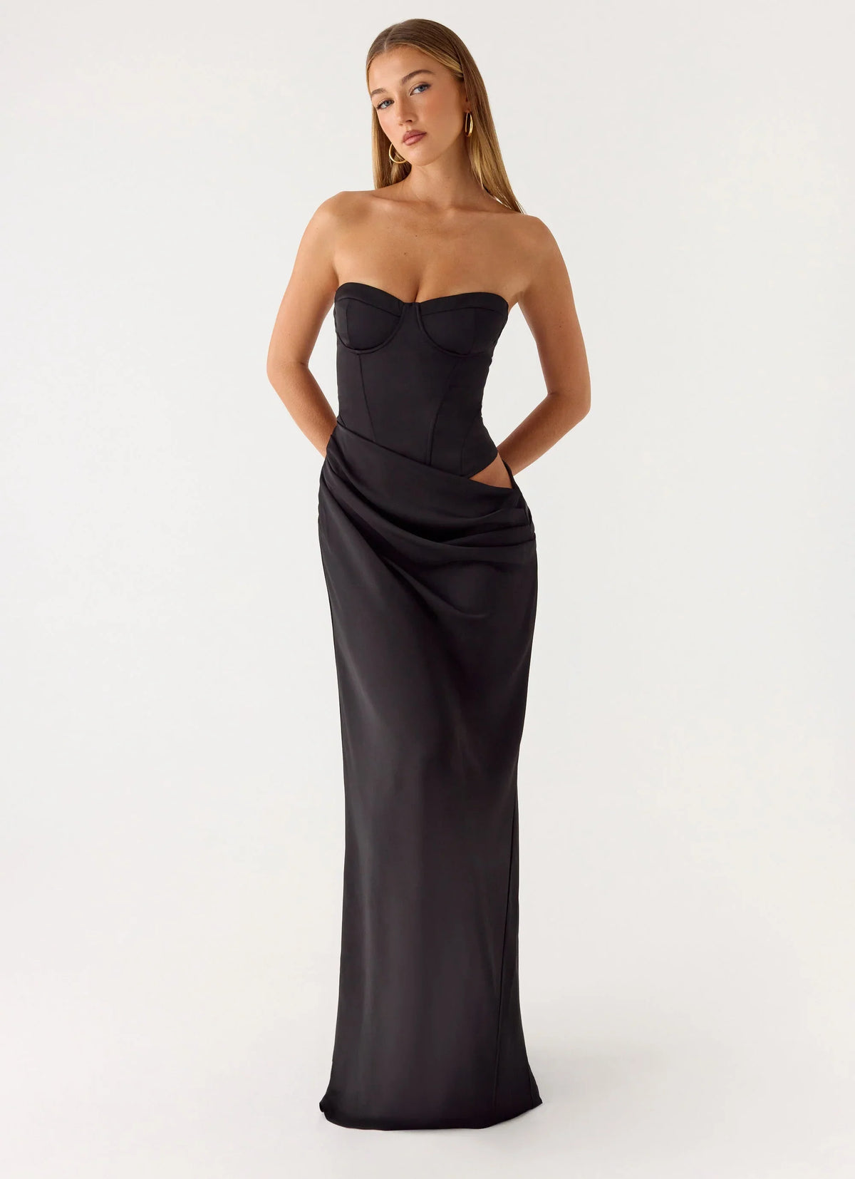 Vestido maxi corsé Emory - Negro