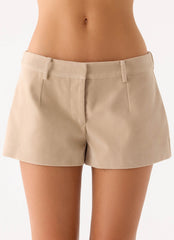 Shorts Jeremy de Camurça Sintética - Creme