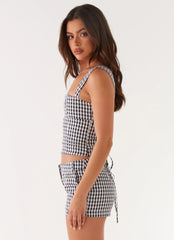 Shorts Clayton sob Medida - Xadrez Vichy Preto