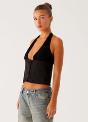 Top Halter de Fantasía - Negro