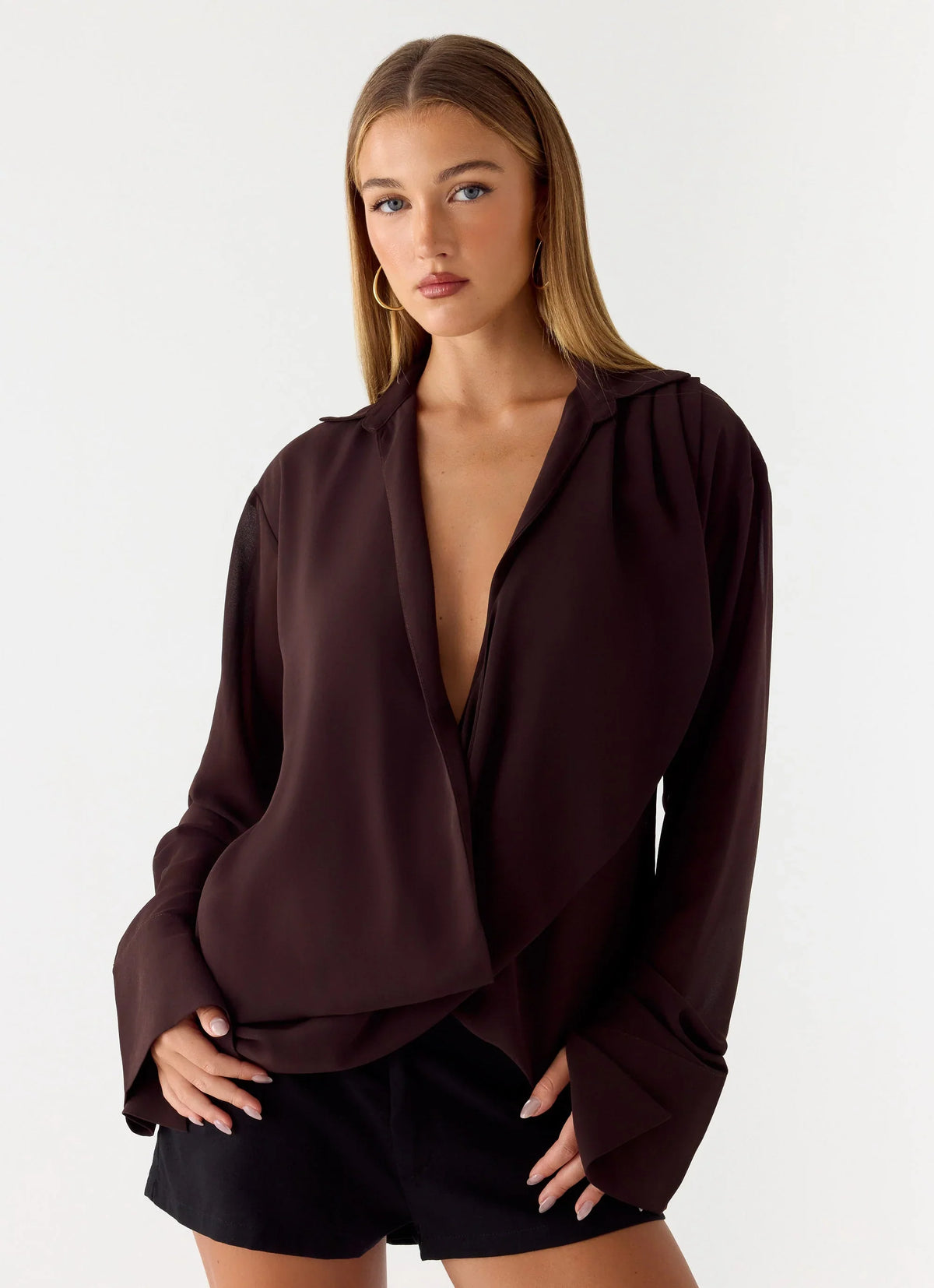 Camisa cruzada Annah - Chocolate