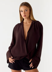 Camisa cruzada Annah - Chocolate