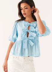 Top con nudo Western Wind - Azul