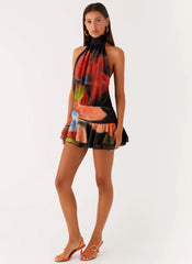 Minivestido de gasa Willow - Estampado floral oscuro