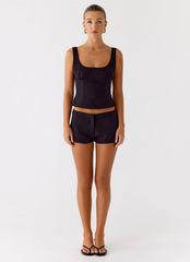Mini Shorts de Algodão Coastline - Preto