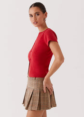 Top Curto de Tricô Raina - Vermelho Rubi