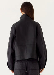Chaqueta bomber James de PU - Negro