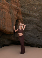 Top Cropped de Tricô Season Fever - Chocolate
