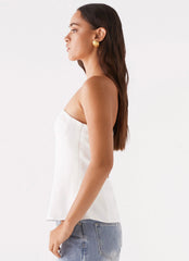 Top Bustiê de Linho Rennie - Branco