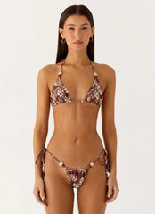 Top de bikini Saga con abalorios - Marrón Espresso
