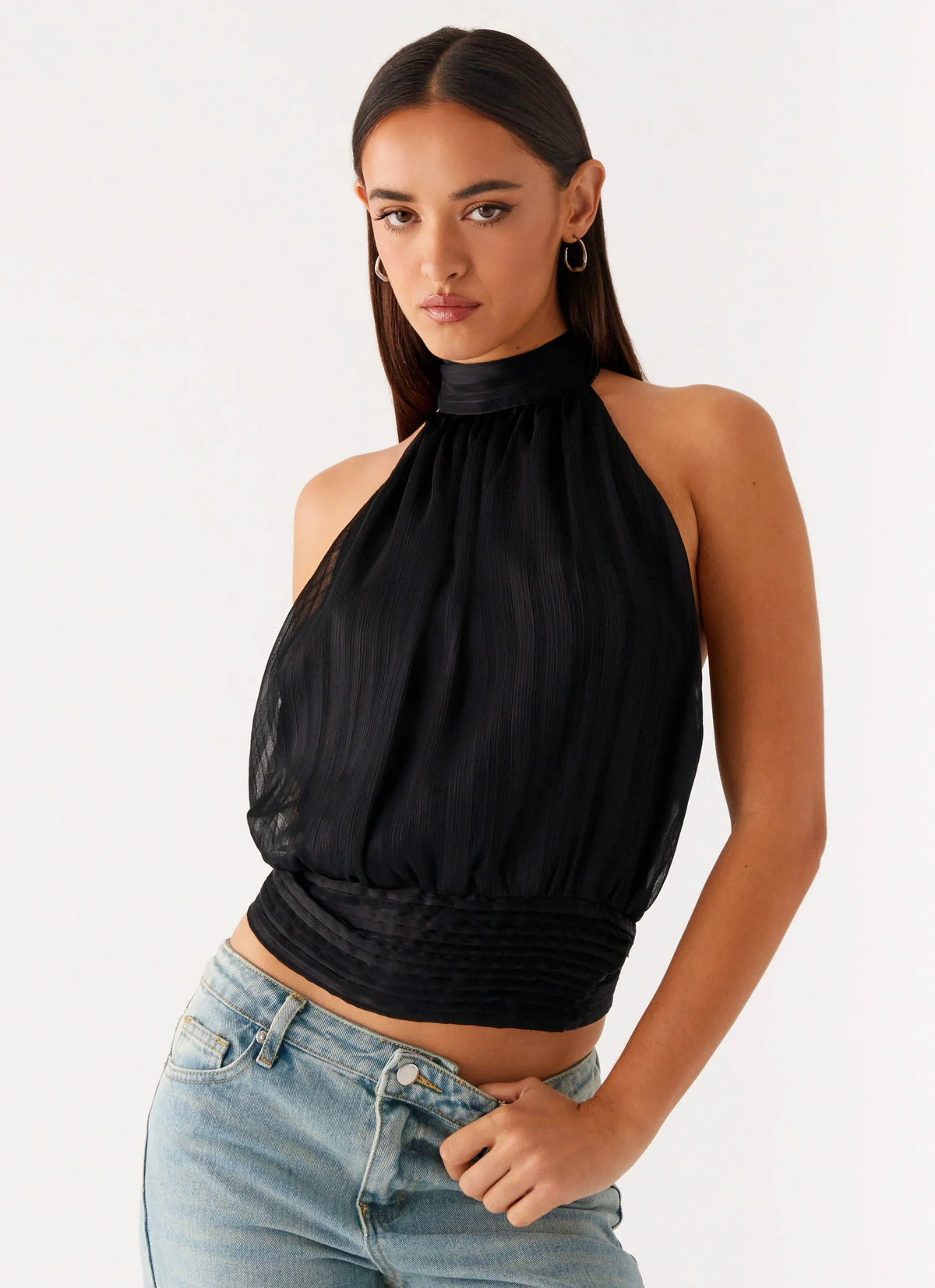 Top de gasa Willow - Negro