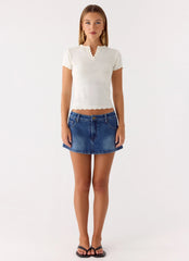 Minissaia-short Sebastian de ganga de cintura baixa - Lavagem azul