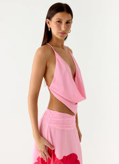 Blusa Decote Drapeado Sweet Charm - Rosa Bebê