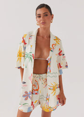 Pantalones cortos de lino Tallulah - Palma de verano