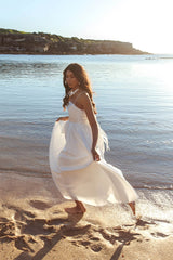 Vestido Longo Love Songs Com Laço Nas Costas Branco