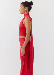Top de satén Josefina - Rojo intenso