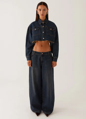 Jeans Colorado de pierna ancha - Azul