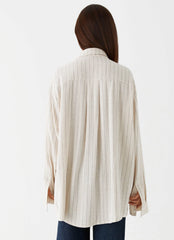 Camisa de lino Oversized Lockie - Raya diplomática color avena