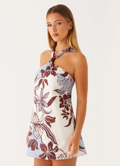 Minivestido de Linho Keira - Estampa Bluewood