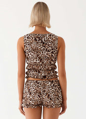 Top Messina fruncido - Estampado de leopardo