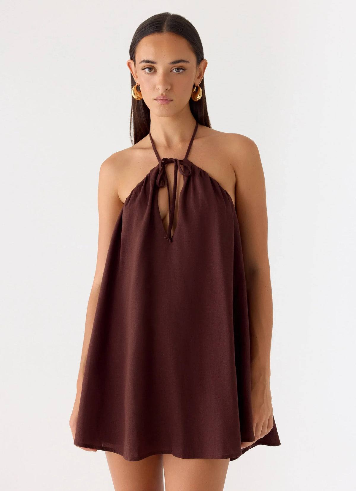 Minivestido de lino Soft Breeze - Chocolate