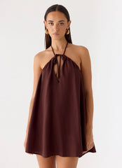 Minivestido de lino Soft Breeze - Chocolate