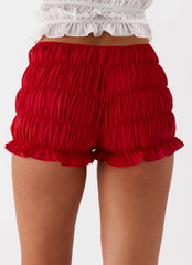 Pantalones Cortos Fruncidos Girls Like Us - Rojo