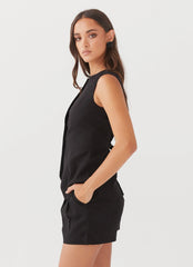 Pantalón corto de lino Born For Bordeaux - Negro