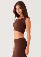 Top Cropped de Tricô Season Fever - Chocolate