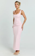 Vestido maxi Karlie - Vestido ajustado con cuello redondo en rosa