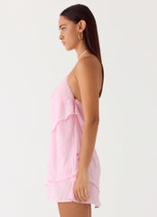 Mini vestido con abalorios On The Go - Rosa