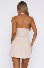 Minivestido Halter Forever With You Bege