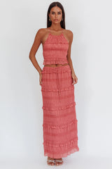 Top Helios Halterneck Franzido de Lantejoulas Rosa