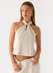 Top de lino Maddox - Avena