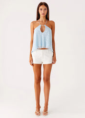 Delong Low Rise Linen Shorts - White
