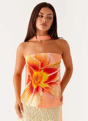 Blaise Scarf Top - Orange Floral