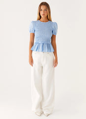 Blusa Izzy Franzida - Azul