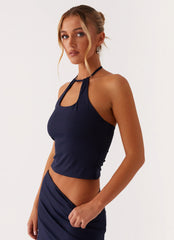 Top halter Paris Nights - Azul marino