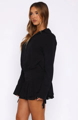Vestido Curto Manga Longa Can't Get Me Preto