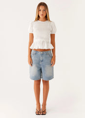Izzy Shirred Top - White