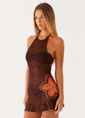 Minivestido de Crochê Henley - Chocolate
