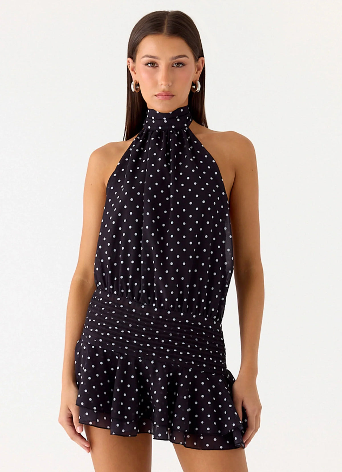 Minivestido Willow Chiffon - Poá Preto